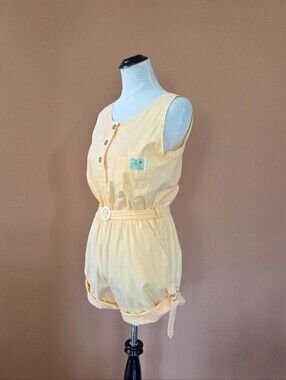 Rare Vintage French Cotton Apricot Playsuit by Fruit Juice / 1980s Pastel Romper
